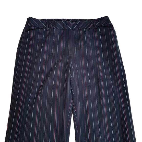 Apostrophe Y2K Pinstripe Low Rise Black Wide Leg Trousers Dress Pants Size 12 - Picture 2 of 4